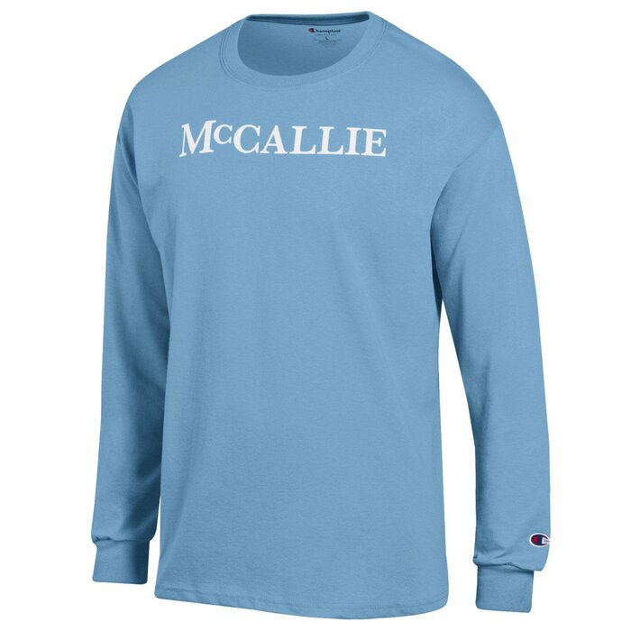 Champion Men's LS Blue Tee w/White McCallie
