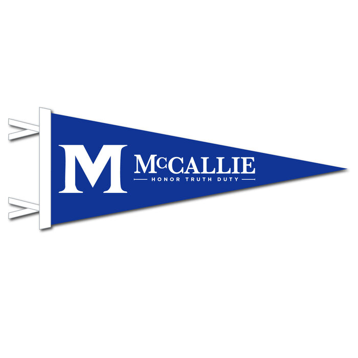 Collegiate Pacific Pennant 9X24 Blue Felt w/M McCallie
