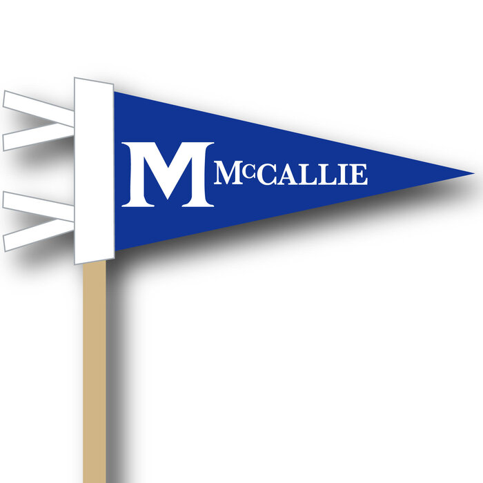 Collegiate Pacific Pennant 4x9 Blue Felt w/ M McCallie