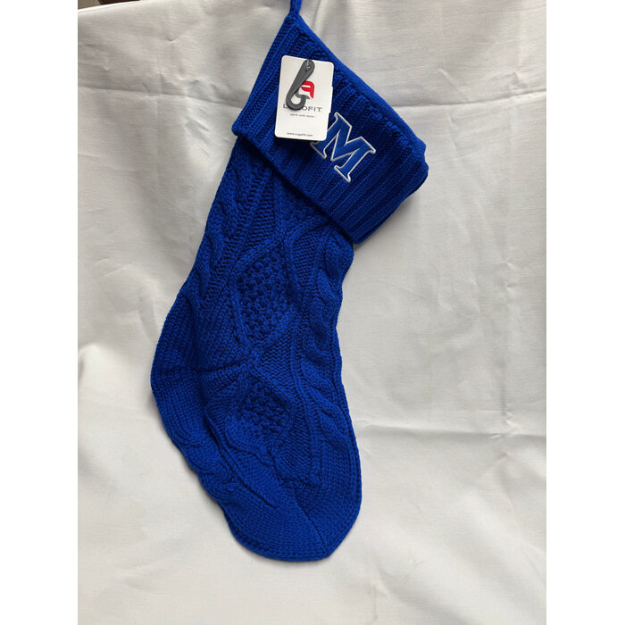 Logo Brands Dasher Knit Holiday Stocking Blue w/M