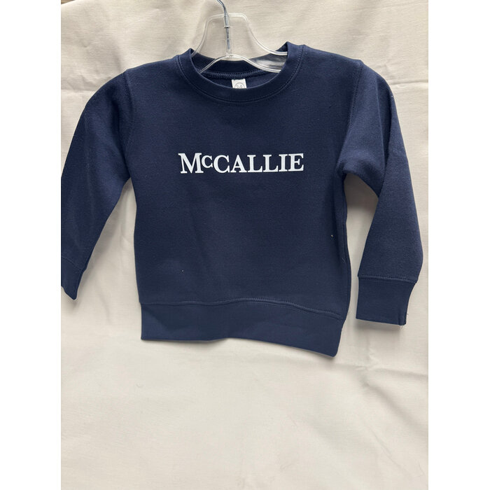 Rabbit Skins Toddler Fleece Crew Sweatshirt Navy w/ McCallie
