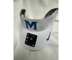 Nike White Ace Visor with royal M and swoosh on Bill