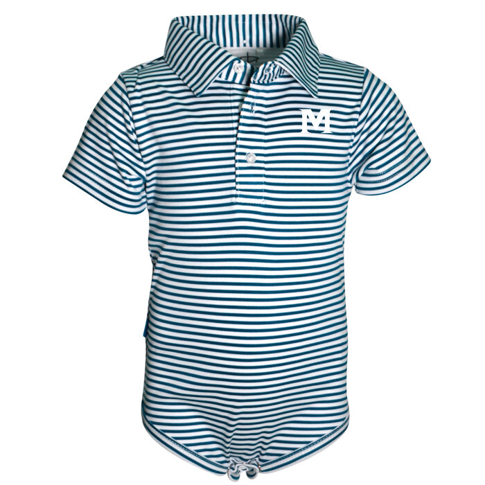 Carson Boys SS Onesie Navy Stripe w/M