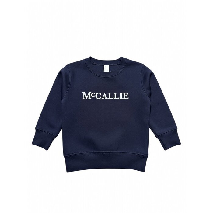 Rabbit Skins Toddler Fleece Crew Sweatshirt Navy w/ McCallie
