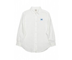 Chicka-d Women's Leisure LS Button-up White w/M