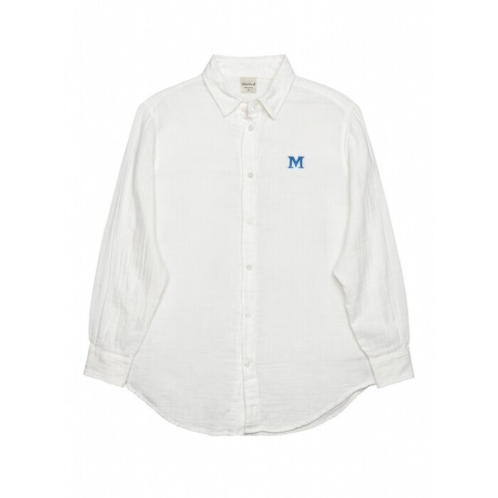 Chicka-d Women's Leisure LS Button-up White w/M