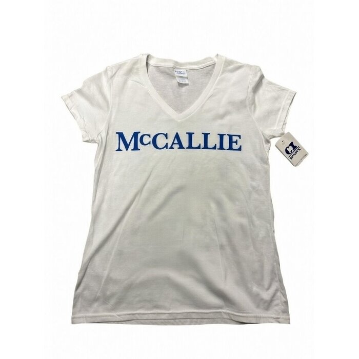 CISport Womens TriBlend VNeck White Tee w/Mccallie
