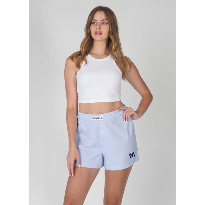 Chicka-d Women's PJ Boxer Shorts Blue w/ M