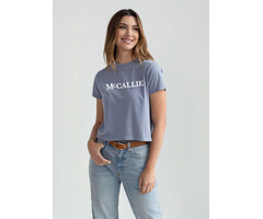 Chicka -d  Women's Blue cropped Tee w/McCallie
