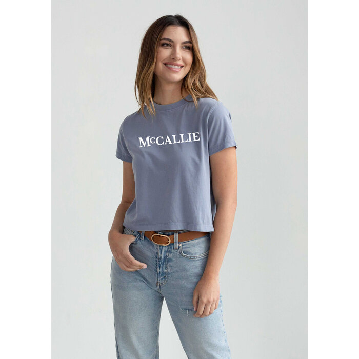 Chicka -d  Women's Blue cropped Tee w/McCallie