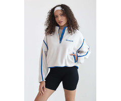 Chicka-d Womens Fleece Cream 1/4 zip with Royal McCallie