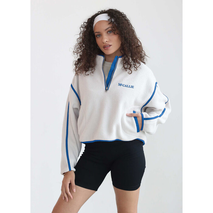 Chicka-d Womens Fleece Cream 1/4 zip with Royal McCallie