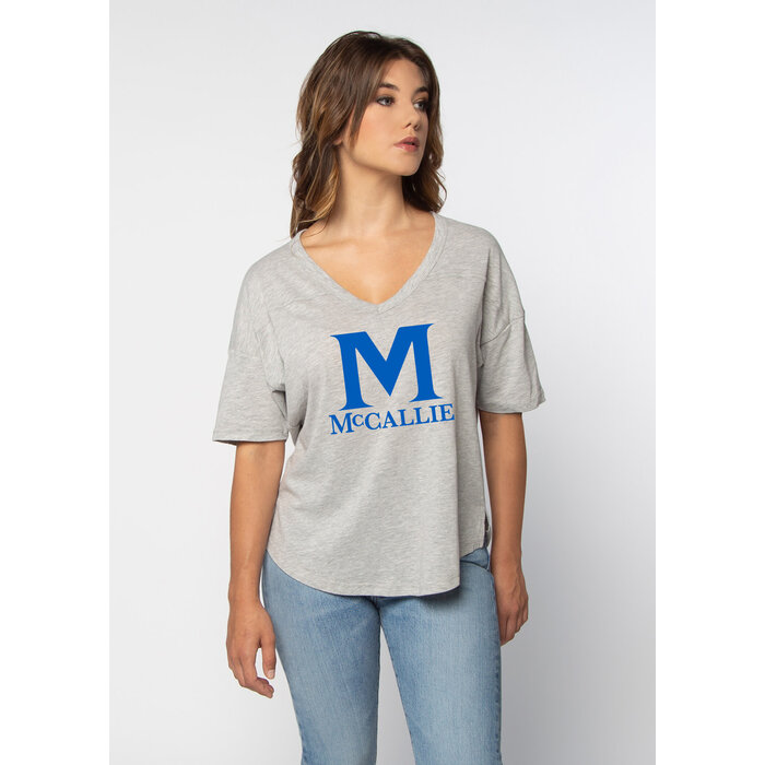 Chicka-d Women's V-Happy Jersey, Heather Grey w/ M McCallie