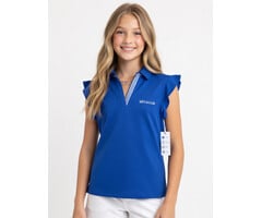ST Women's Dayna Ruffle Polo Tank Blue w/ McCallie
