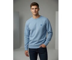Southern Tide Men's LS Upper Deck Heather Ocean Channel Crew w/ M