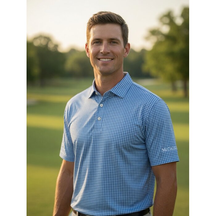 Southern Tide Men's SS Driver Island View Polo Blue Stream w/ McCallie