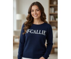 Artisans Artisans Women's Sutton Rolled Hem Sweater Navy w/ McCallie