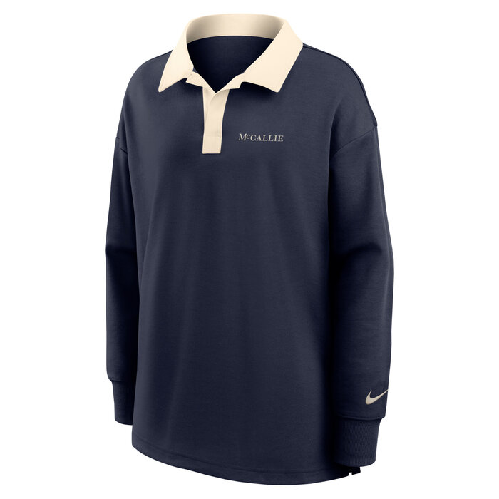 Nike Women's Essential Oversized LS Polo NVY/NAT w/ McCallie