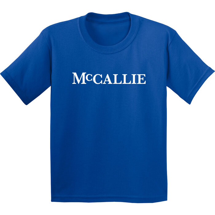 College House Short Sleeve Cotton Youth Tee Royal w/ McCallie