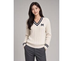 Renew Renew W's Cable Knit VNeck Vintage White w/M