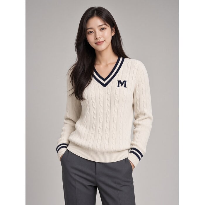 Renew Renew W's Cable Knit VNeck Vintage White w/M