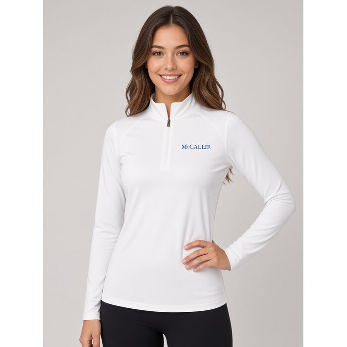FreedomWear Gabbie Women's Sport Wick Flex Fleece 1/4 Zip White w/ McCallie