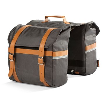 Premium Pannier - Gray with Brown Leather
