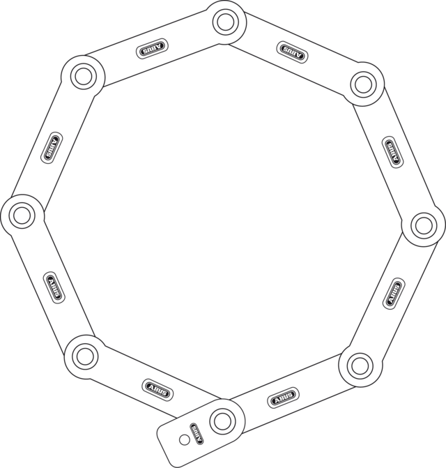Folding Lock - Bordo Big Alarm 6000K - Extra Long Length 3.9´- 5mm Steel Links - 6000/120 SH Black - 120cm Length / 3.9" 5mm Steel Plates