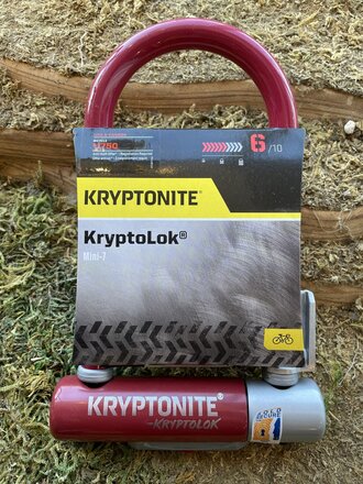 Kryptonite Kryptonite, Red Kryptolok Mini-7 (DD), U-Lock, Key, 83x178mm, 3.25''x7'', Thickness in mm: 13mm