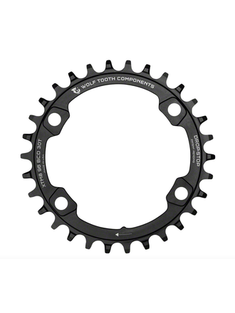 Wolf Tooth Wolf Tooth Chainring - 32t, 96 Asymmetric BCD, 4-Bolt, Drop-Stop, For Shimano XT M8000 & SLX M7000 Cranks, Black