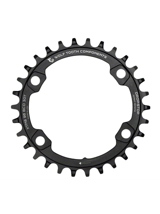 Wolf Tooth Wolf Tooth Chainring - 34t, 96 Asymmetric BCD, 4-Bolt, Drop-Stop, For Shimano XT M8000 & SLX M7000 Cranks, Black