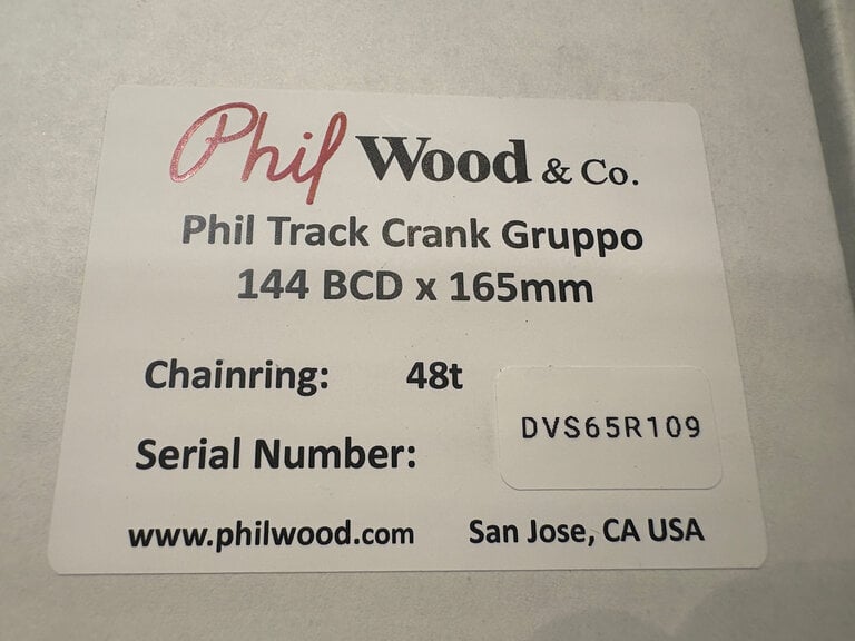 Phil Wood 165mm Track Crank Gruppo -Silver-48T 103mm