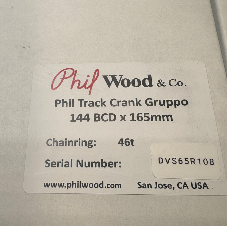 Phil Wood 165mm Track Crank Gruppo -Silver-46T 108mm