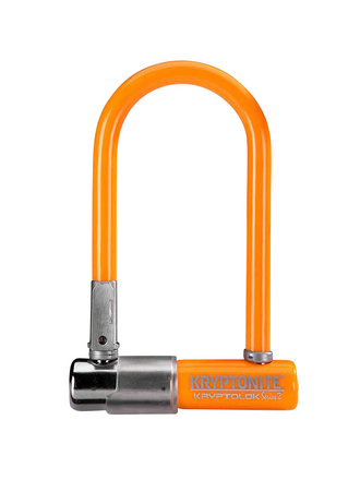 Kryptonite Kryptonite Krypto Series 2 Mini-7 U-Lock - 3.25 x 7", Keyed, Orange, Includes bracket