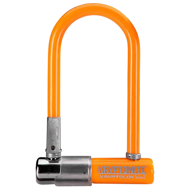 Kryptonite Kryptonite Krypto Series 2 Mini-7 U-Lock - 3.25 x 7", Keyed, Orange, Includes bracket