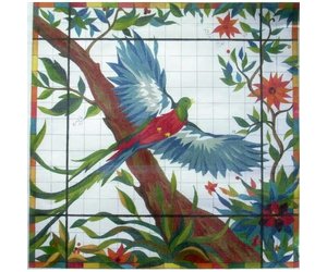 PAN21 Quetzal Bird Stained Glass - Twisted Stitches Needlepoint, LLC