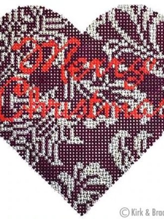 KB054 Burgandy Silver Heart