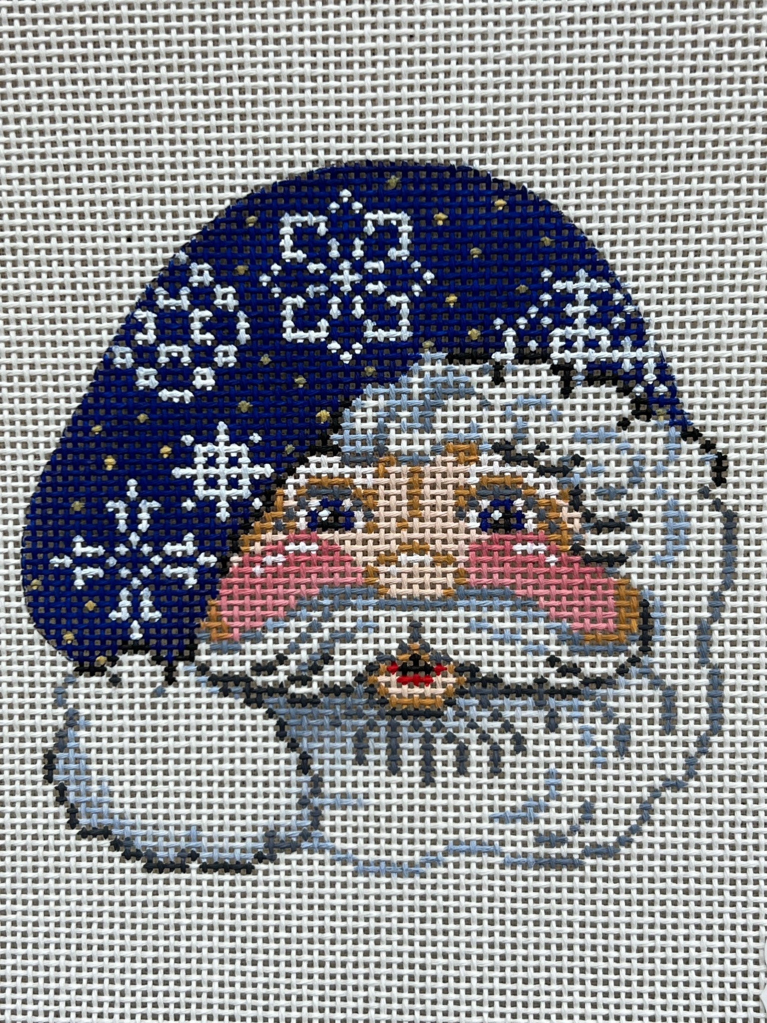 88004 Santa w/Snowflake Hat - Twisted Stitches Needlepoint, LLC