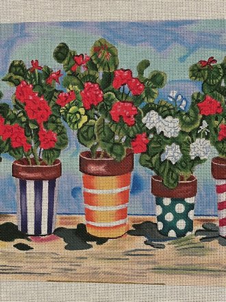 SALE PB14091 Fancy Pots w/Geraniums
