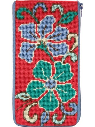 Alice Peterson SZ477 Red Asian Flower Eyeglass Case
