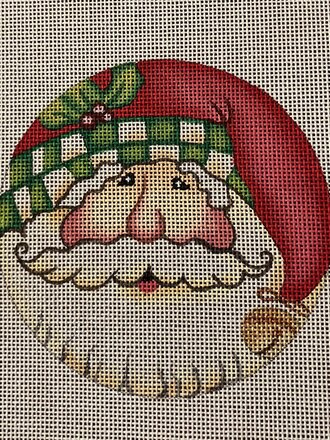 SB312B Santa Round w/Green & White Hat