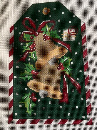 XO197J Gift Tag - Golden Bells & Holly
