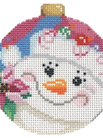 Needlepoint To Go TS316 Poinsettia Snowlady Ball Ornament