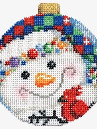 Needlepoint To Go TS335 Checked Hat Snowman Ball Ornament