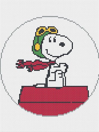 Officially Needlepoint FA01 - Snoopy Flying Ace 5" Round