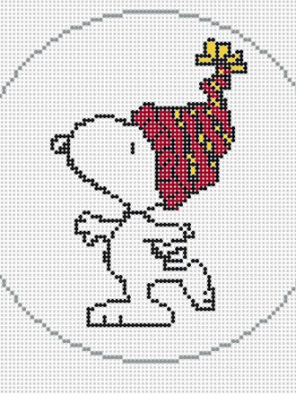 Officially Needlepoint Winter1 - Snoopy in Stocking Cap Round