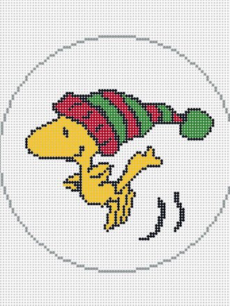 Officially Needlepoint Winter2 - Woodstock in Stocking Cap Round