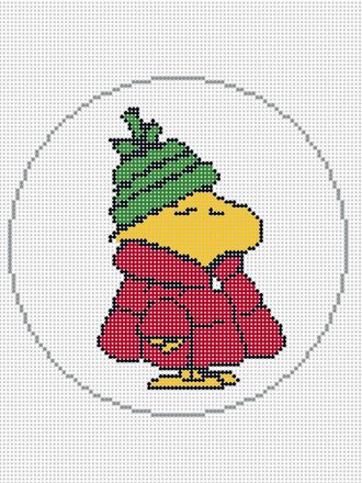 Officially Needlepoint Winter4 - Woodstock in Puffer Coat Round