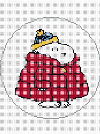 Officially Needlepoint Winter3 - Snoopy in Puffer Coat Round