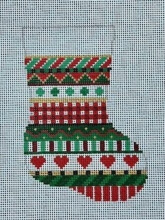 Susan Roberts 5465 Heart Stripe Mini Stocking